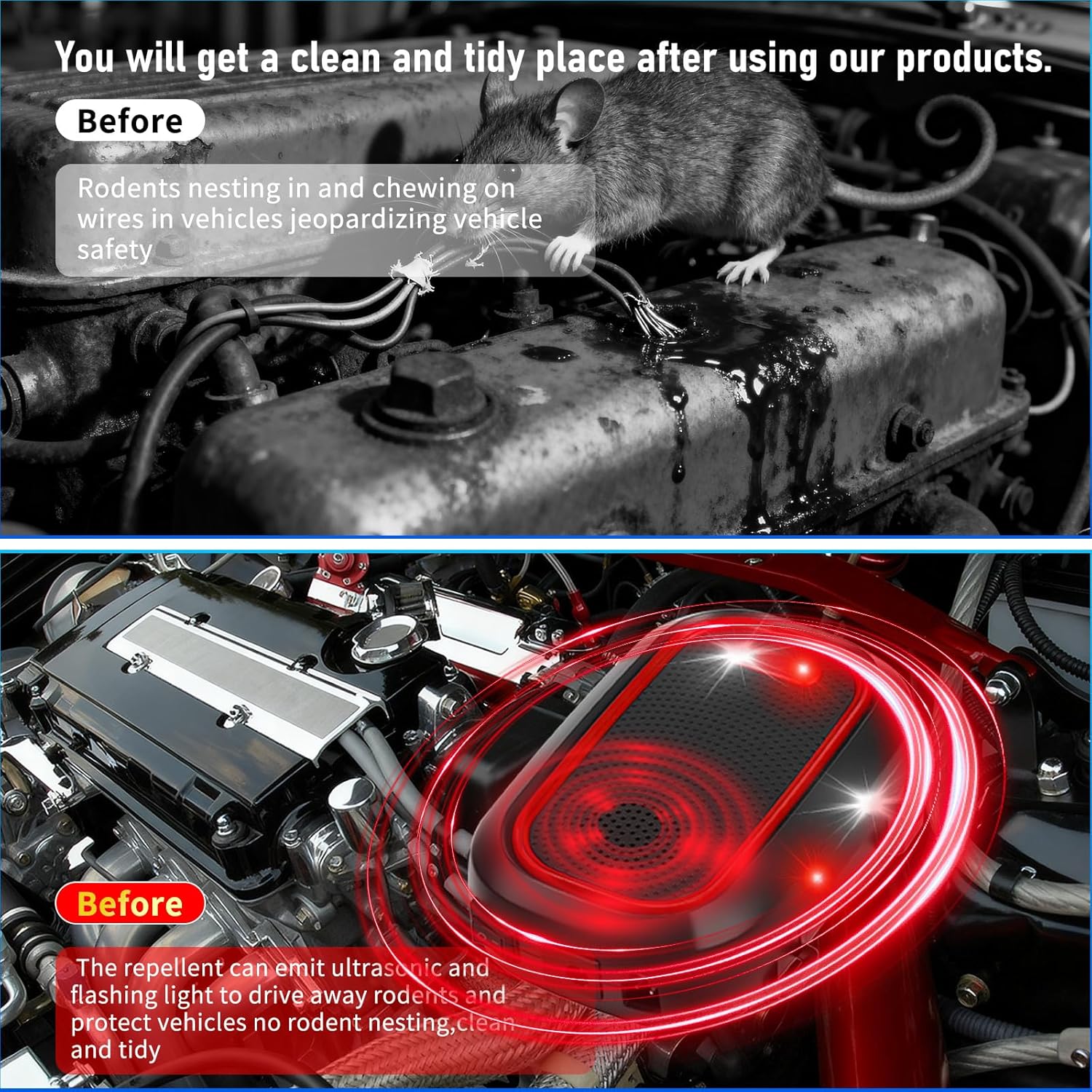 2 Pack Car Rodent Repellent for Car Engines