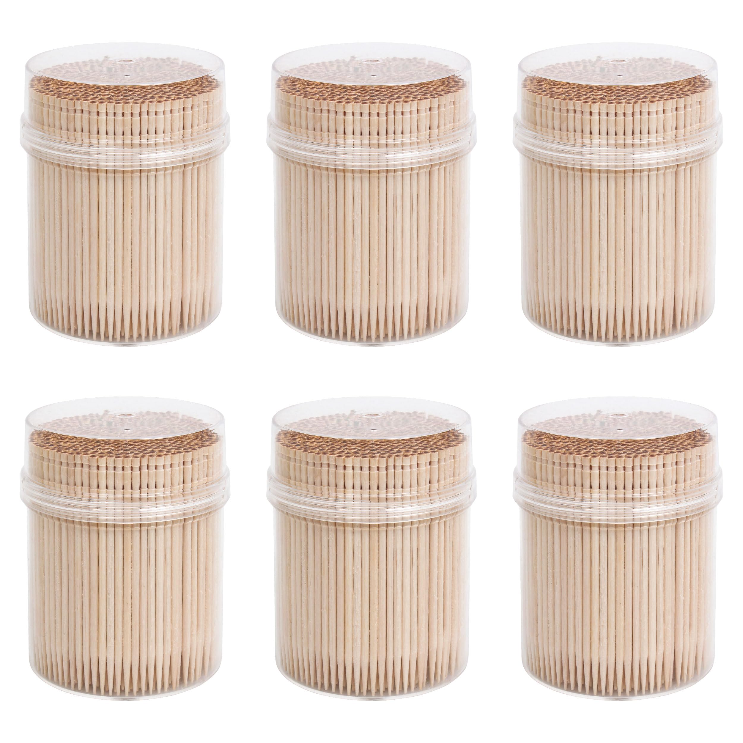 Wooden Toothpicks 6 Pack*500 Pcs Wooden Sticks for Picking Fruits Cleaning Teeth