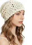 Crochet Hat for Women Cotton Slouchy Beanie Knitted Handmade Skull Cap for Summer Travel Daily Wear