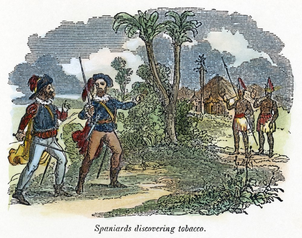 Amazon.com: New World Tobacco Nspanish Explorers In The New World Discover  Tobacco Upon Observing Native Indians Smoking The Leaves In Their Pipes  Wood Engraving American 1848 Poster Print by (24 x 36) :
