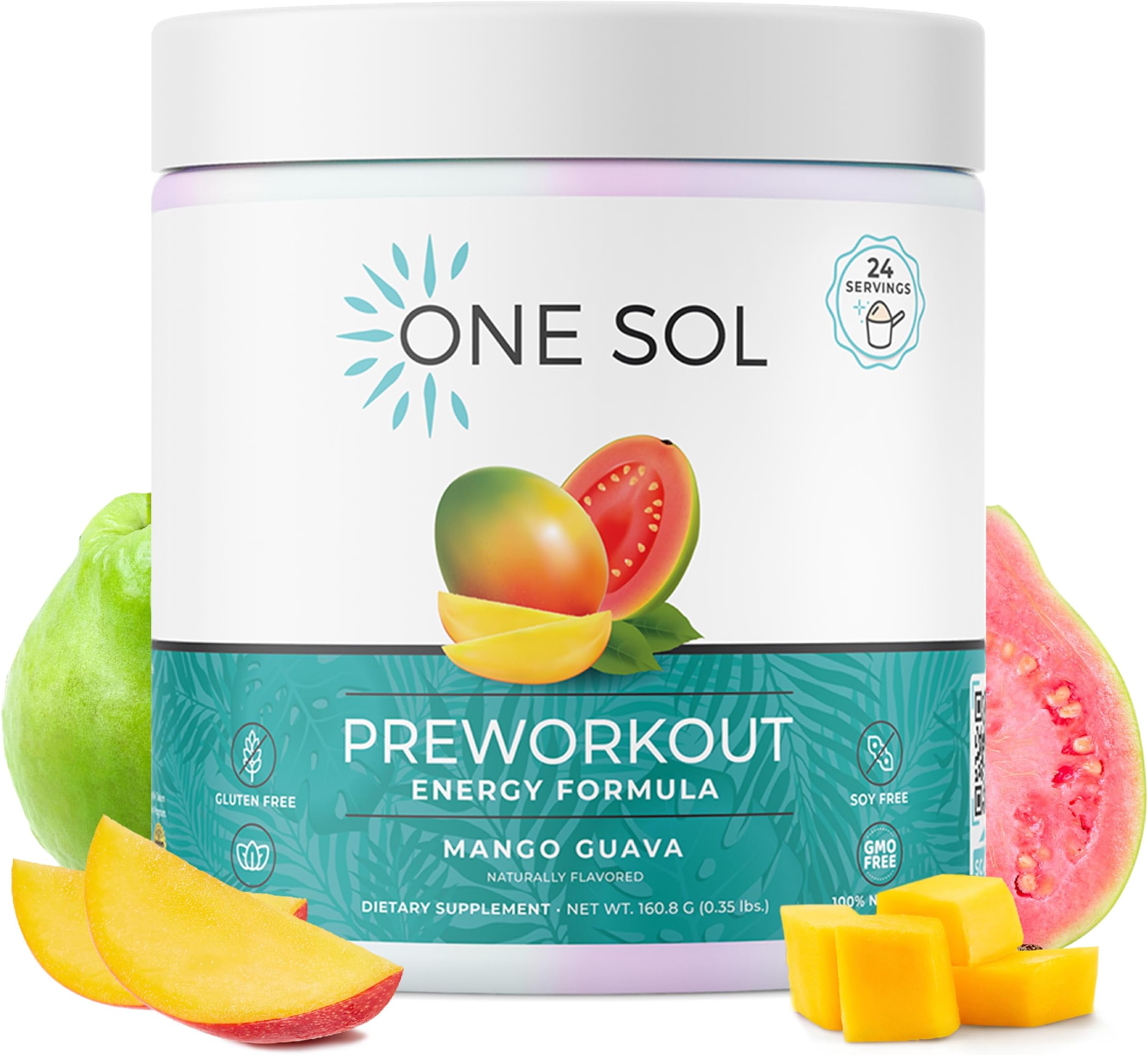 One Sol Women's Pre-Workout for Energy, Pump & Focus, Mango Guava