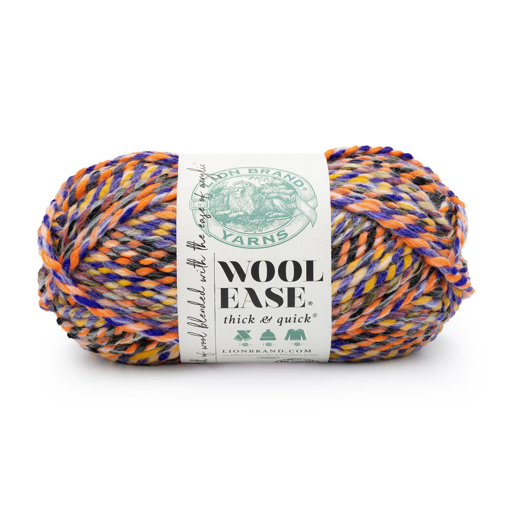 Lion Brand Yarn, Wool-Ease Thick &amp; Quick Twilight Ember, Multicolor, 1 Pack