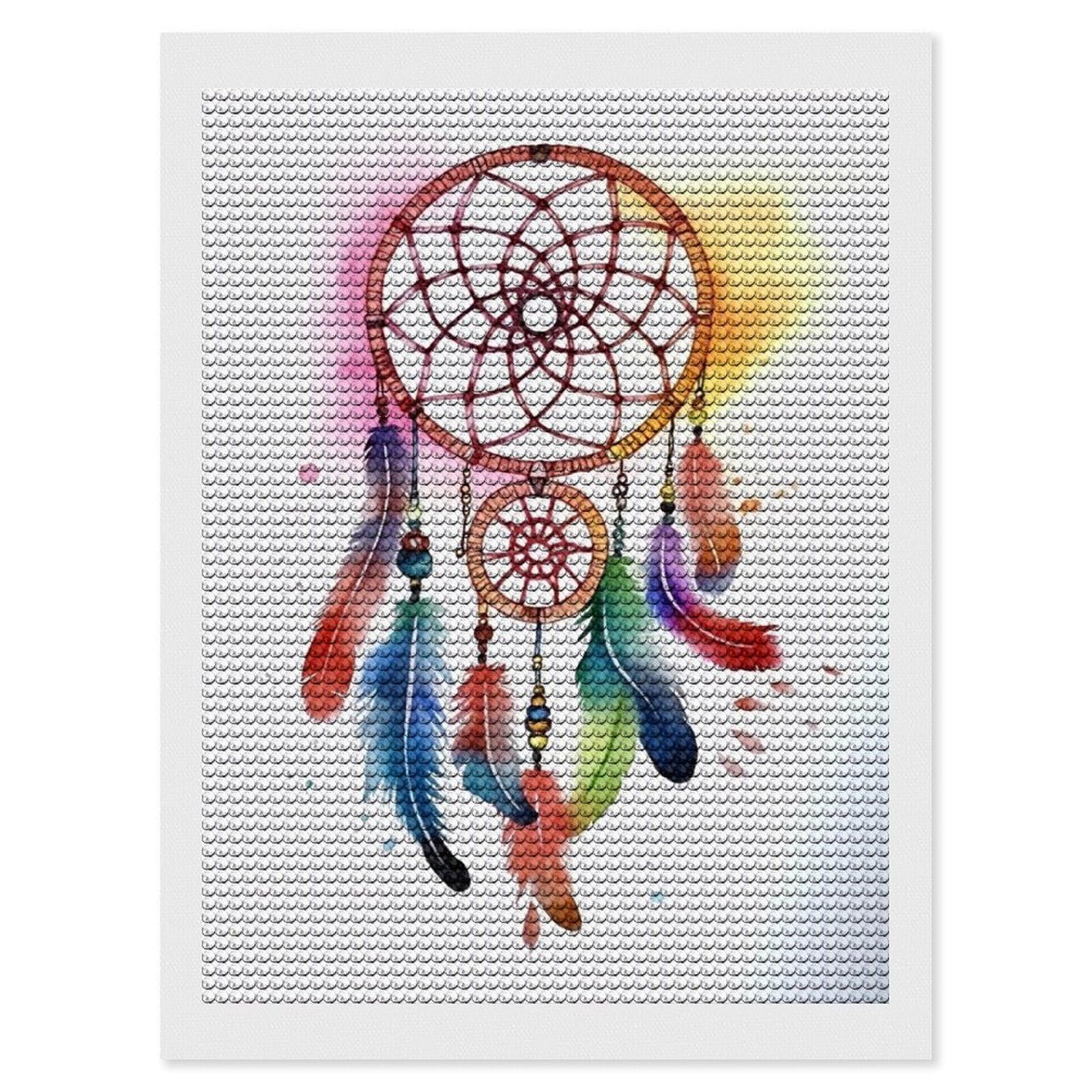 Watercolor Dream Catcher Diamond Art Kits for Adults, DIY 5D Diamonds Painting Kits for Beginner, Round Full Drill Diamond Dots Painting, Diamonds Pictures Gem Art and Crafts Wall Decor 12"x16"