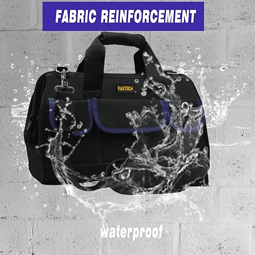 Miniatura 6 de FASTECH Bolsa de herramientas de 22 pulgadas, kit de herramientas de boca ancha impermeable, organizador de bolsa de herramientas resistente con