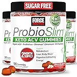 Force Factor ProbioSlim Keto ACV Gummies, Organic Apple Cider Vinegar Gummies with LactoSpore Probiotics & Prebiotics to Support Digestion, Metabolism, & Immune Health, 1 Net Carb, Apple Flavor, 360ct