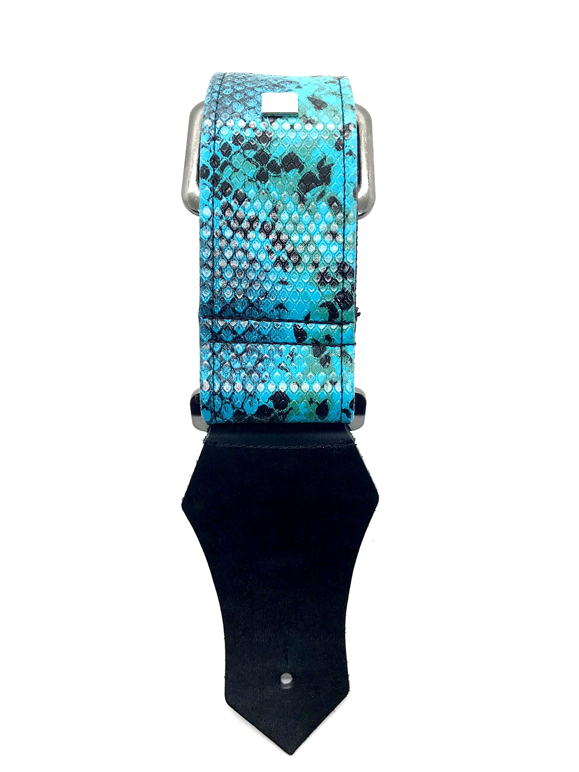 GET'M GET'M - TURQUOISE PYTHON Cinghia per Chitarra o Basso Turquoise, Rivestimento in Finta Pelle di Pitone, Colori Turchese, Sfumature di Verde e Nero, Regolabile Fino a 165 cm