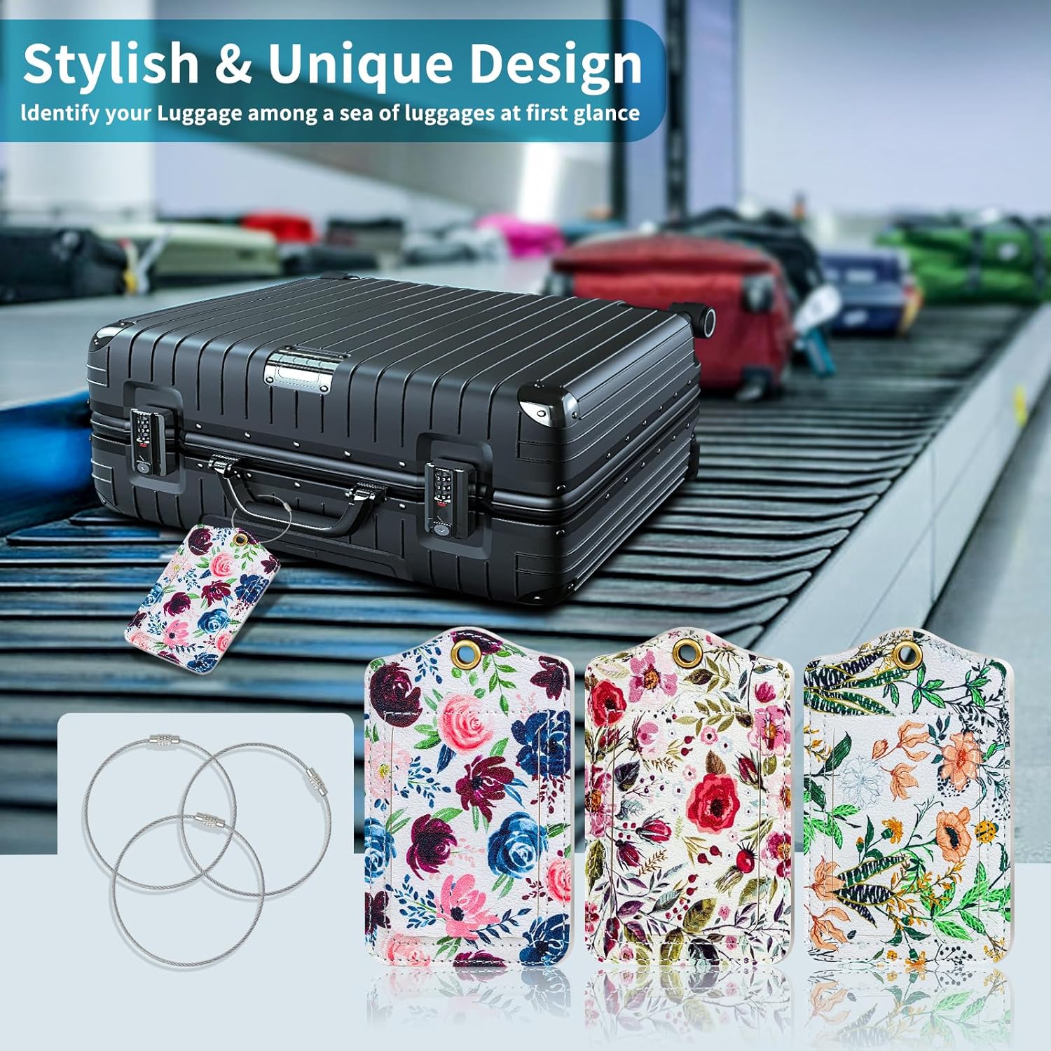 Fishent Luggage Tag, 3 Pack Travel Cruise Luggage Tags for Suitcases, Cute Suitcase Tags Identifiers Bag Tags with Privacy Flap, Baggage Name Tag for Women Men Luggage Backpack Handbag School Bag - Image 2