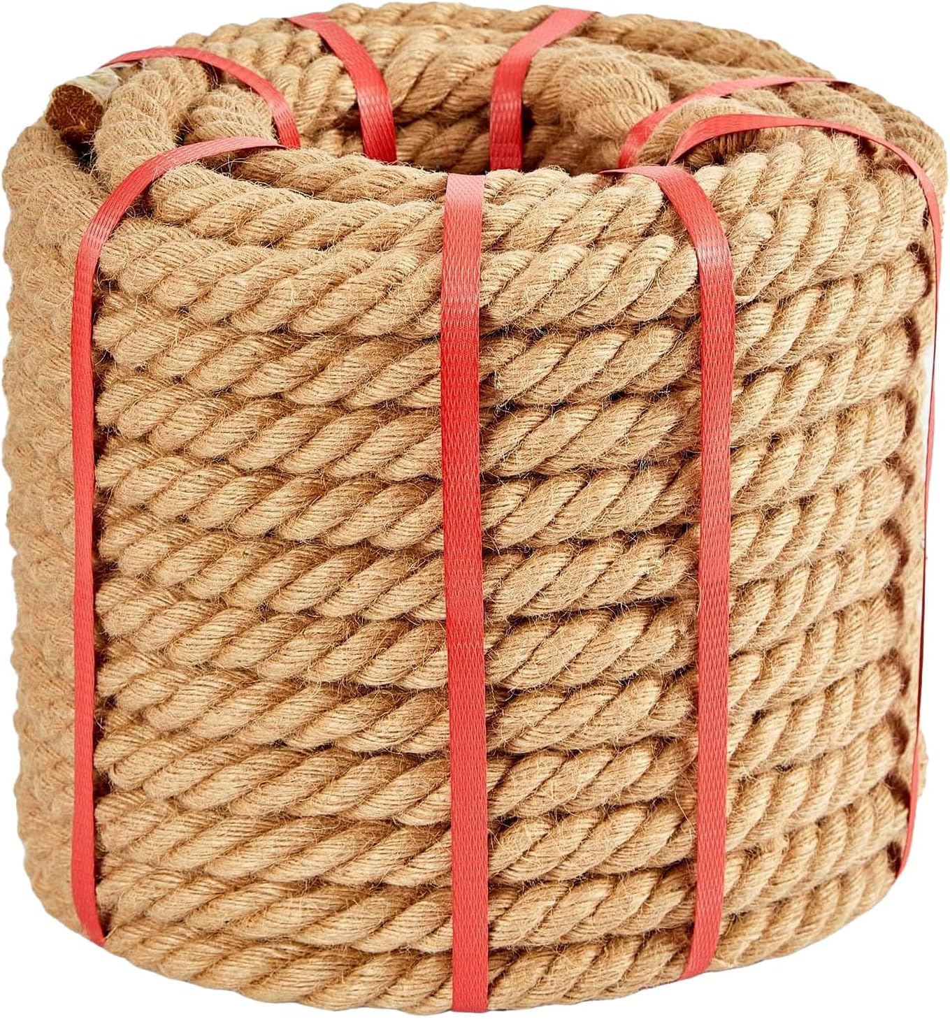 Jute Rope (1 in X 100 ft), 25mm Thick Natural Hemp Ropes, Heavy Duty Twisted Manila Rope for DIY Arts Crafts, Home Decorating, Gardening, Railing, Tug of War, Landscaping, Bundling, Hammock