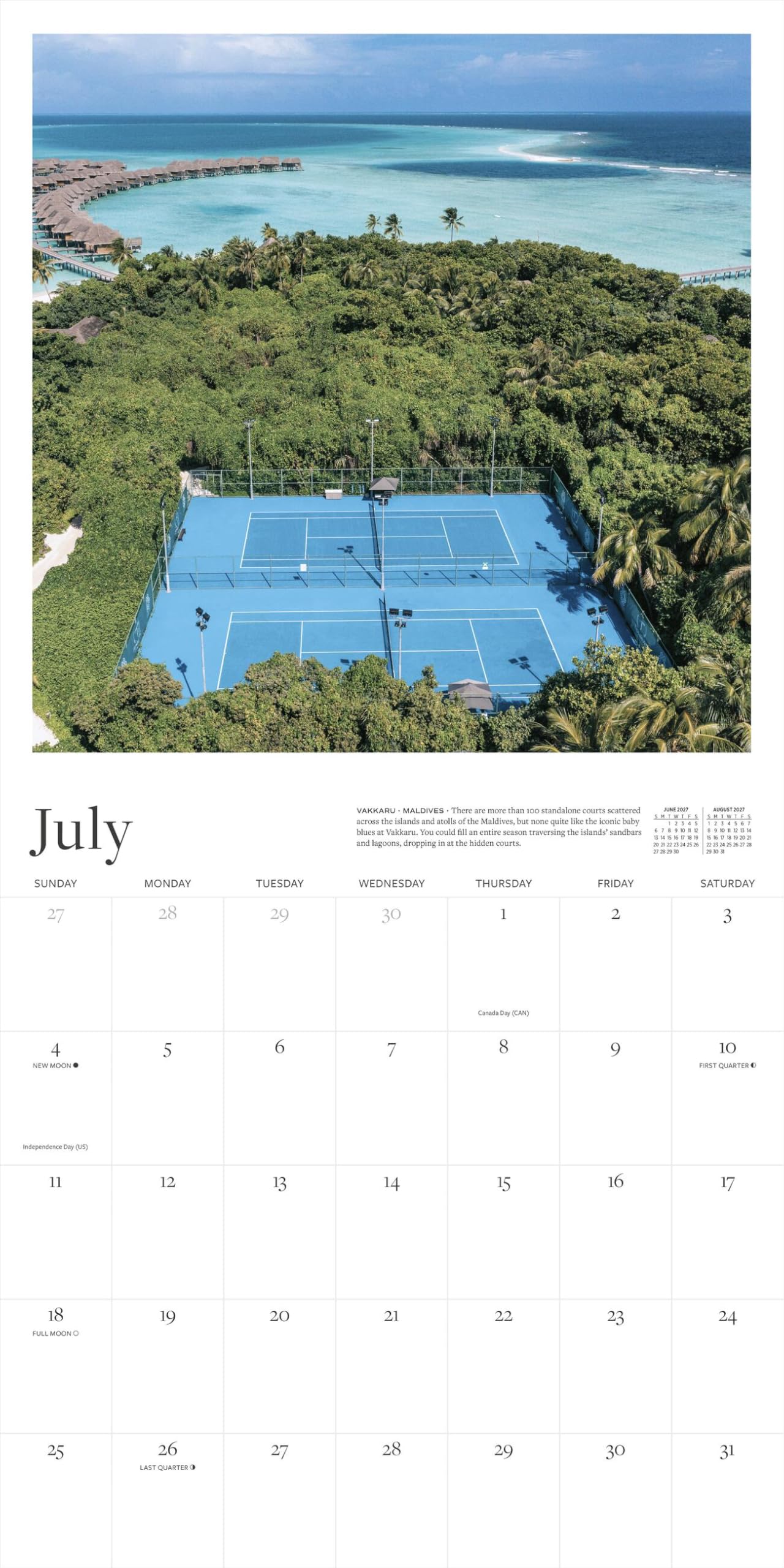 The Tennis Court Wall Calendar 2027: A Year of the World's Greatest Tennis Courts