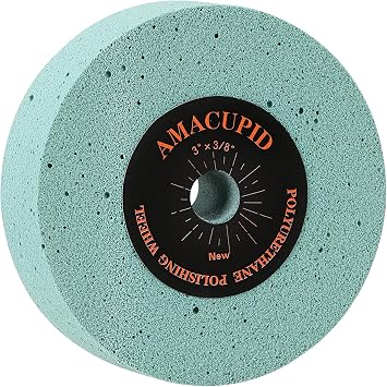 Elastic Polyurethane Buffing Wheels 3 Inch 2000 Grit. Mirror Polished Stainless Steel, Copper etc. Silicon Carbide Abrasive.For Bench Grinding Wheel Polishing Machine. 3/8 Inch Arbor