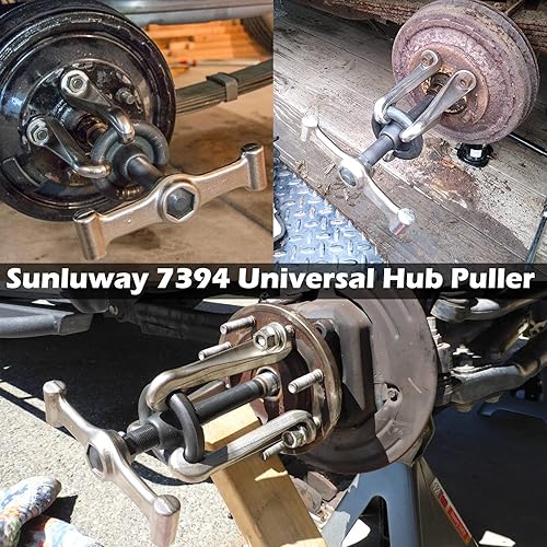 Miniatura 8 de Sunluway 7394 tirador de buje universal, extractor de tambor de freno, herramienta de extracción de cubo de rueda resistente