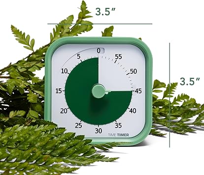 TIME TIMER Home MOD 60-Minute Visual Timer Home Edition, Silent Operation Study Tool for Kids Desk, Homeschool Supplies, Office & Meetings (Fern Green)