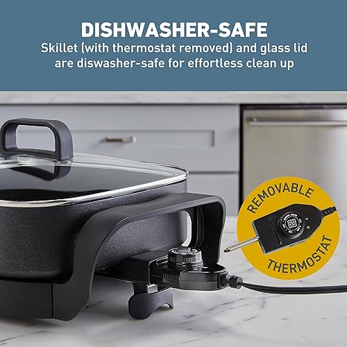 Miniatura 7 de West Bend Sartén eléctrica, sartén de tamaño familiar de 3 pulgadas de profundidad con escudo de diamante, resistente a los arañazos, acabado
