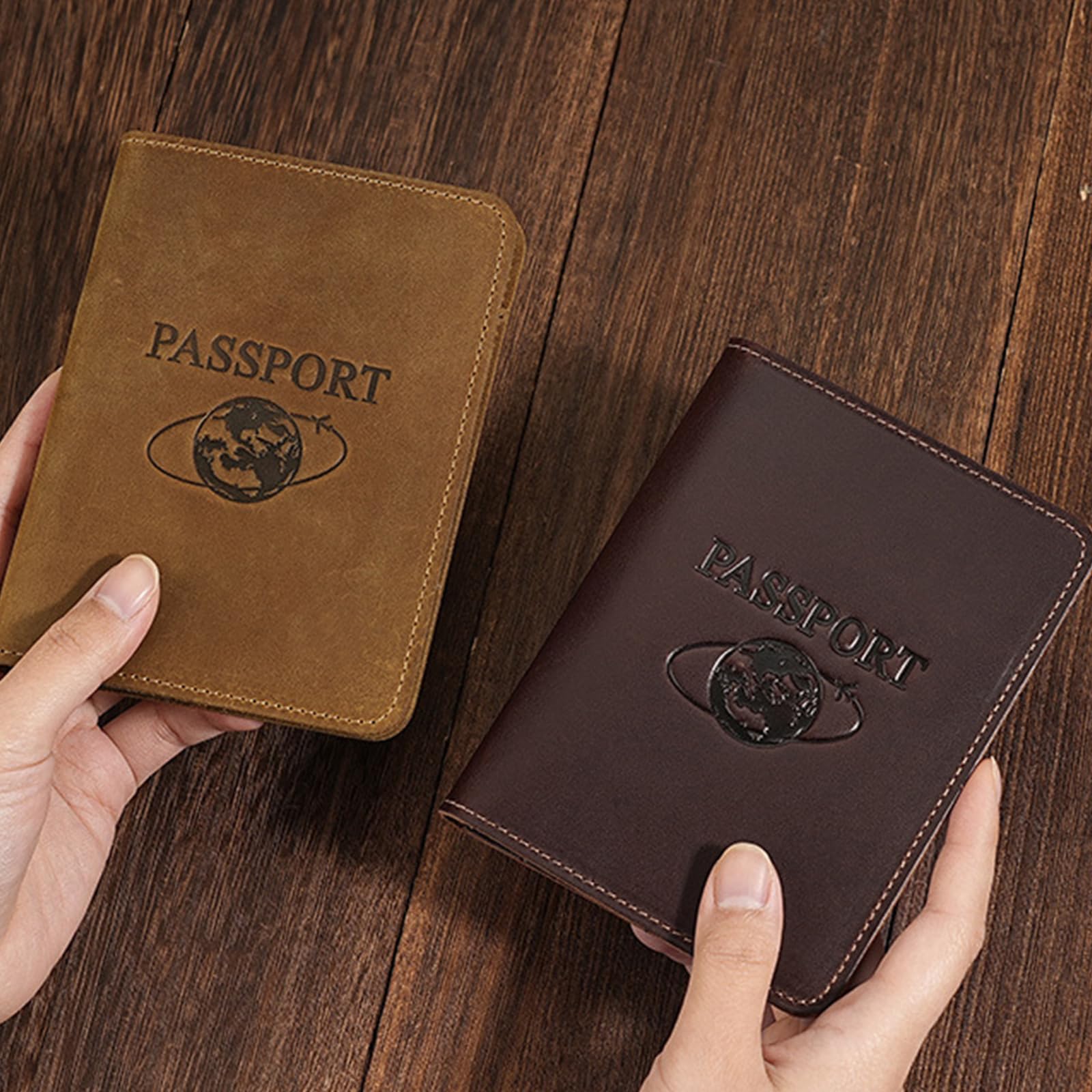 Protector de pasaporte con bloqueo para mujeres y hombres, seguro para documentos de viaje y almacenamiento de tarjetas, fundas para pasaportes, Coffee, Belleza masiva