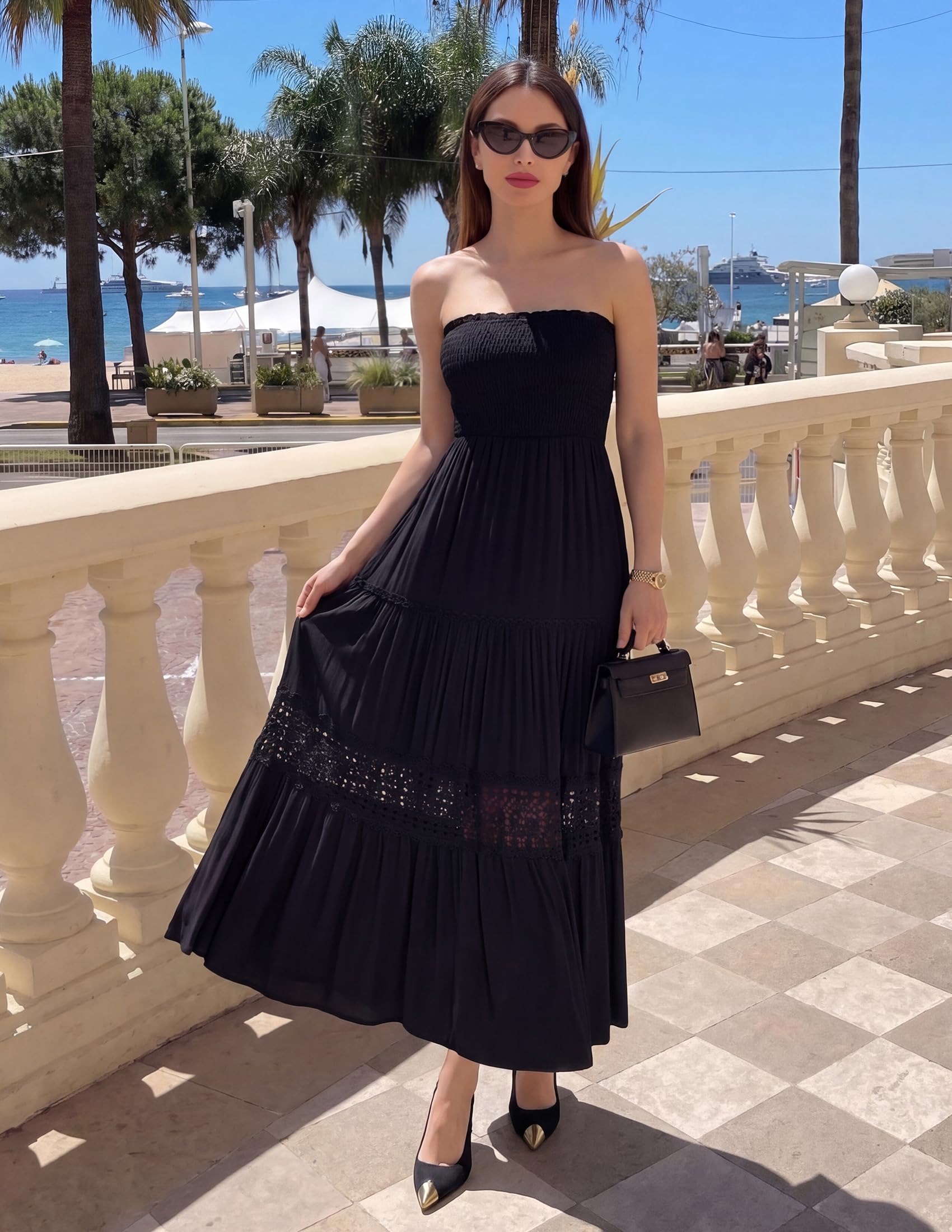 ZESICA Strapless Maxi Dress Classico Donna