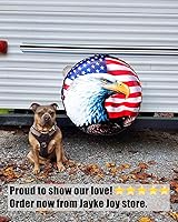 Vista 4 de Cubierta de neumático de repuesto, cubierta de rueda con bandera estadounidense y águila, impermeable y a prueba de polvo, para Jeep, remolque, RV