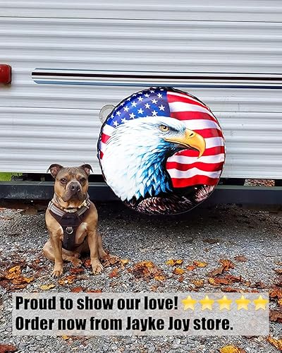 Miniatura 6 de Cubierta de Neumático de Repuesto, Cubierta de Rueda con Bandera Americana y Águila, Impermeable y a Prueba de Polvo, para Jeep, Remolque, RV, SUV y