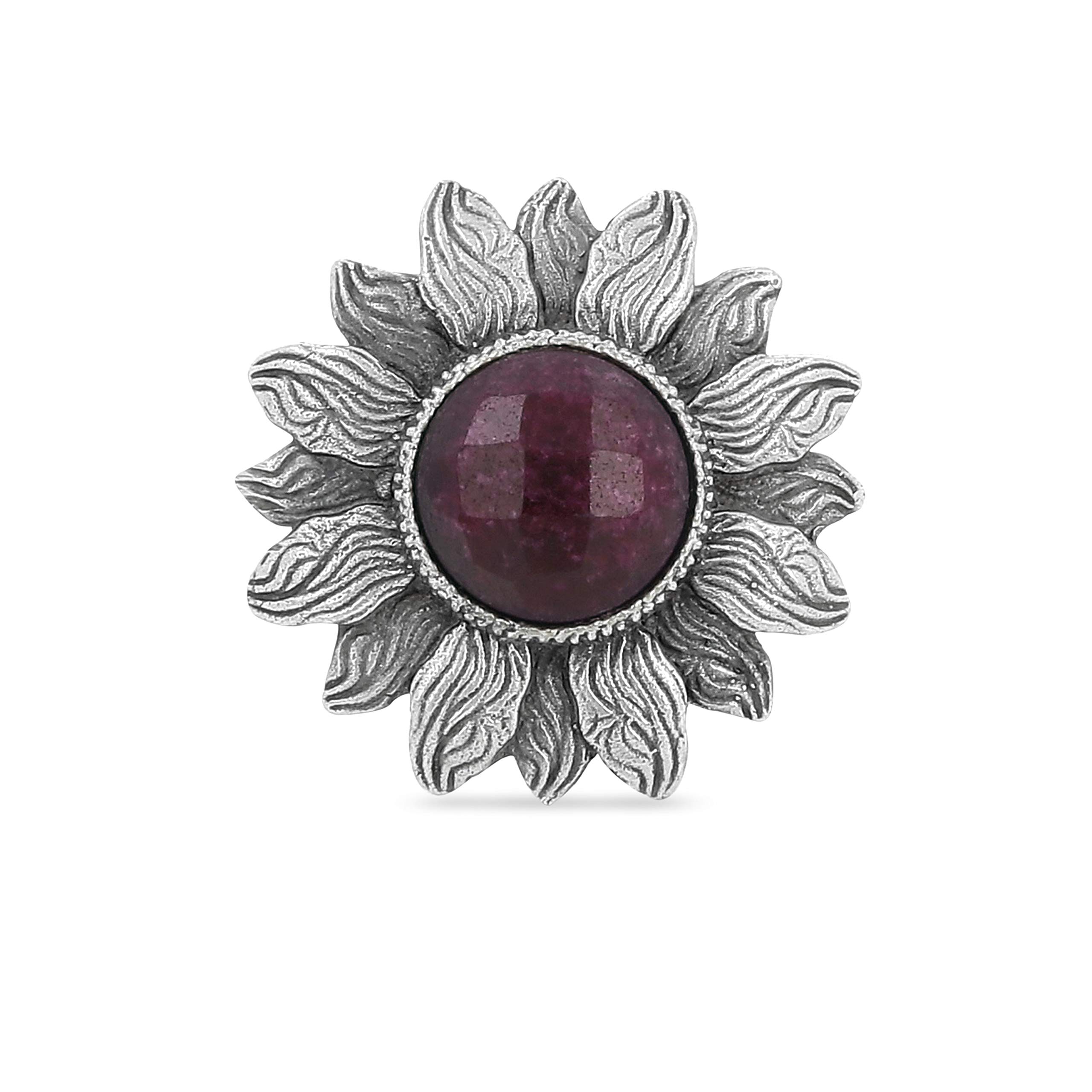 El Regalo Sunflower Big Cocktail Rough Stone Adjustable Finger Rings in Antique Silver Finish for Girls & Women- Valentines Day Gift for Girlfriend/Wife (B07MZXXVFC) Amazon Price History, Amazon Price Tracker