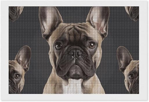 EKYOSHCZ Diamond Painting Kits for Adults DIY Full Drill Diamond Art Kits for Beginners French Bulldog Round Drill Paint with Diamond Pictures Gem Art for Home Wall Decor 8"x12"