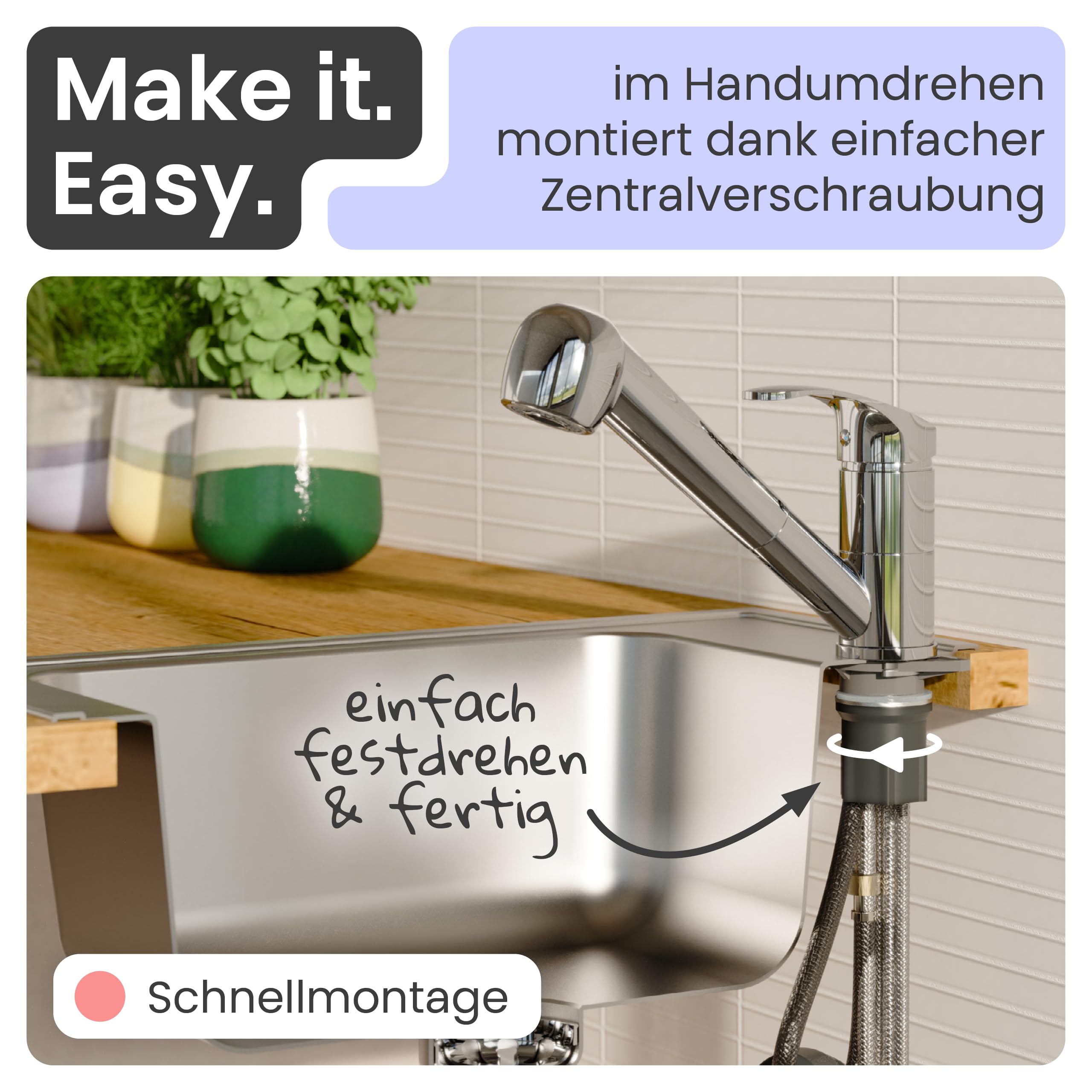 instmaier Elena | Küchenarmatur mit Geschirrbrause | Chrom | Wasserhahn Küche ausziehbar | Spültischarmatur mit 2 Strahlarten | Einhebelmischer mit Brause | 90° schwenkbare Mischbatterie