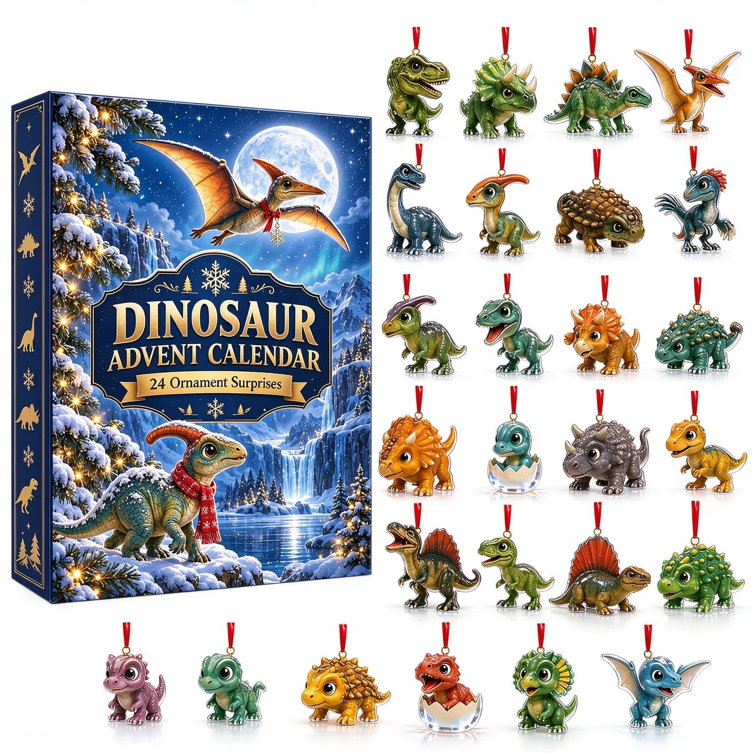 Dinosaur Advent Calendar 2026, 24-Day Christmas Countdown Calendar,Blue