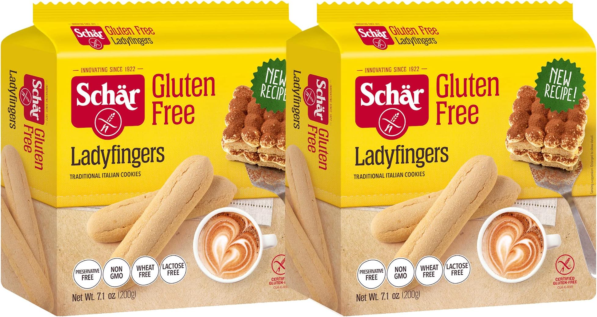 Schar - Lady Fingers - Certified Gluten Free - No GMO's, Lactose, Wheat or Preservatives - (7.1 oz) 2 Pack