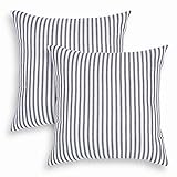 Throw Pillow Case Covers (Navy and White Stripes)
