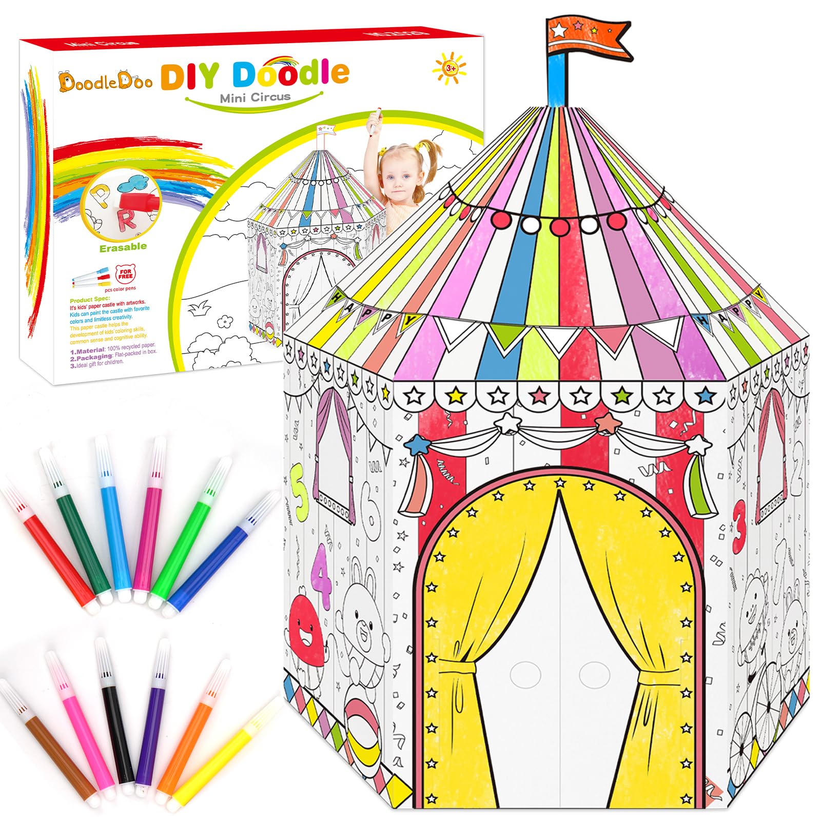 Amazon.com: DoodleDoo Cardboard Playhouse, Fun DIY Castle Cardboard ...