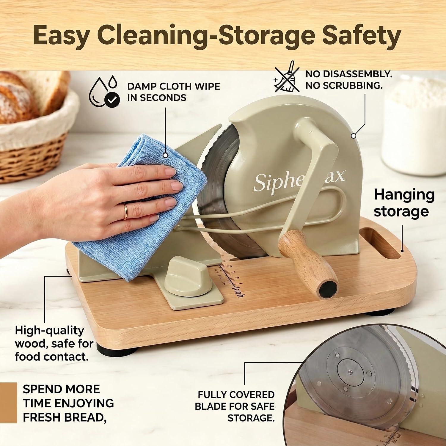 Manual Adjustable Sourdough Bread Slicer for Homemade Bread