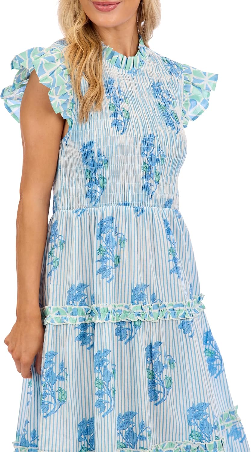 Mud Pie Women's Perin Smocked Midi Dress