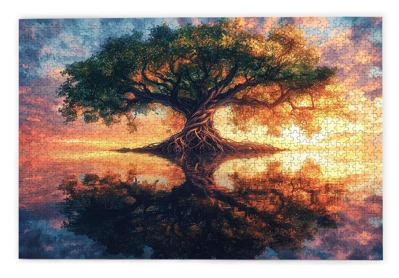 Puzzle 3000 Pièces, Puzzle 3000 Pièces Adultes en Bois, Bricolage Jeu Éducatif avec Boite Cadeau pour Adultes, Bois Épais et Résistant, Puzzles pour Décor, Cadeau Femme, Thème: Arbre de Vie, H-43