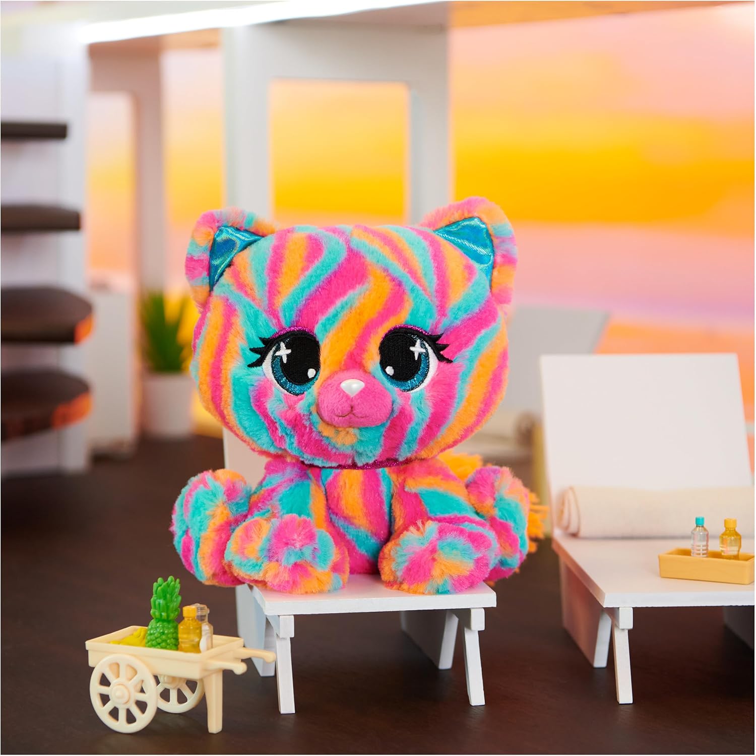 GUND P.Lushes Designer Fashion Pets Emelia Vento Premium Cat Stuffed Animal, Pink and Blue, 6”