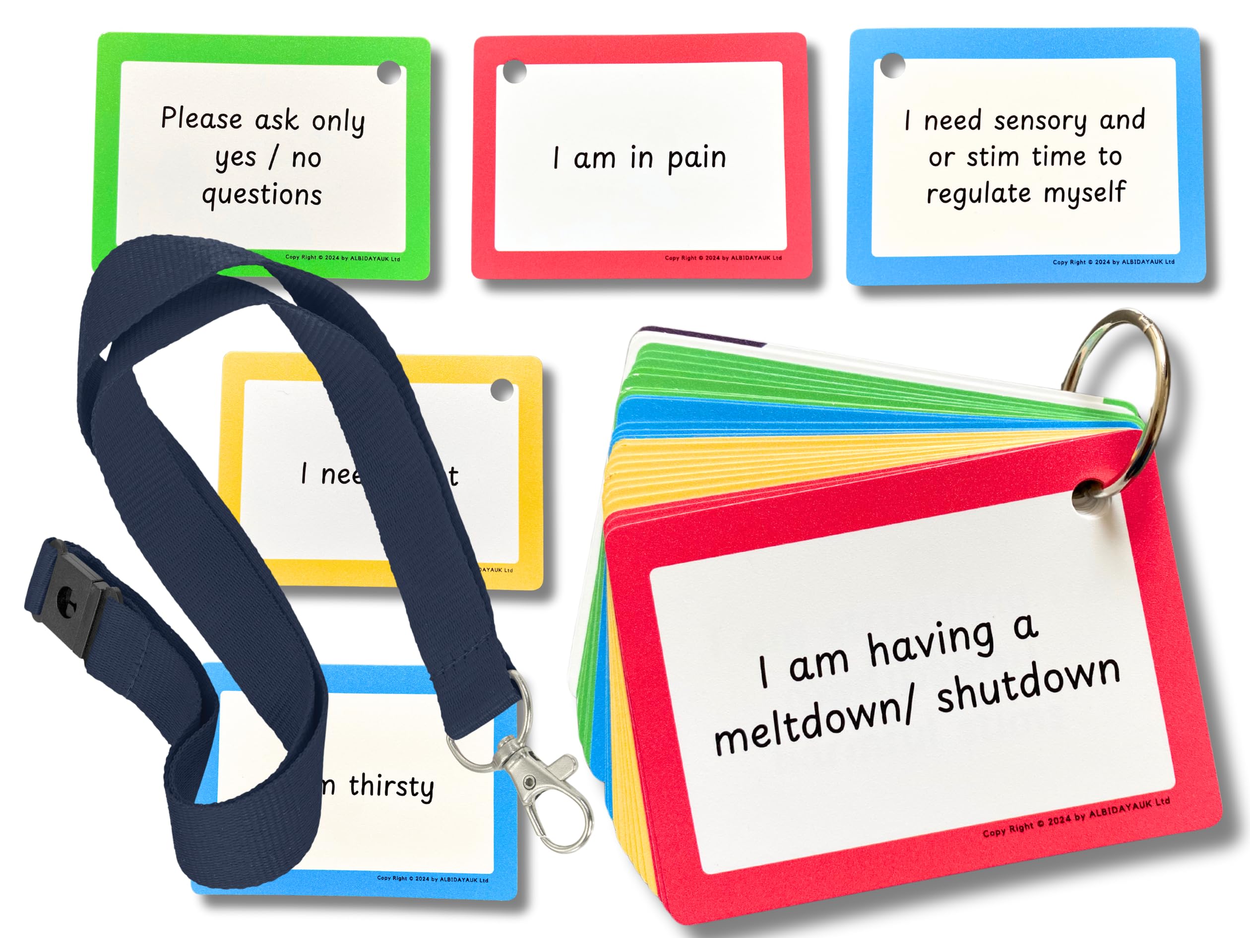 Plastic Communication Cards for ADHD and Autism, Special Needs Communication Aid for Non Verbal Adults and Children, Speech Delay Flash Cards