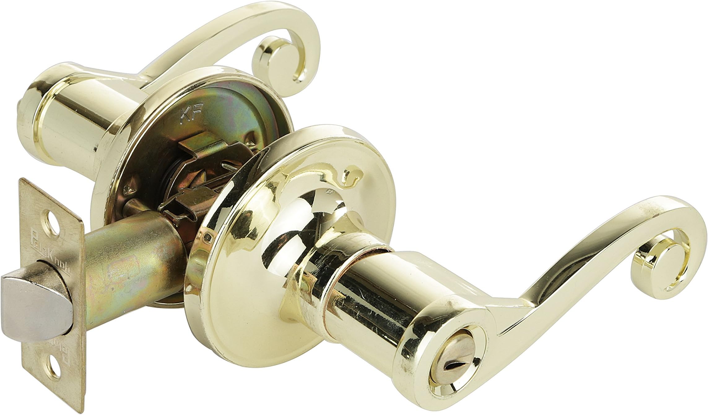 3684GPBK Scroll Style Lever Handle Privacy Lock (Polished Brass)