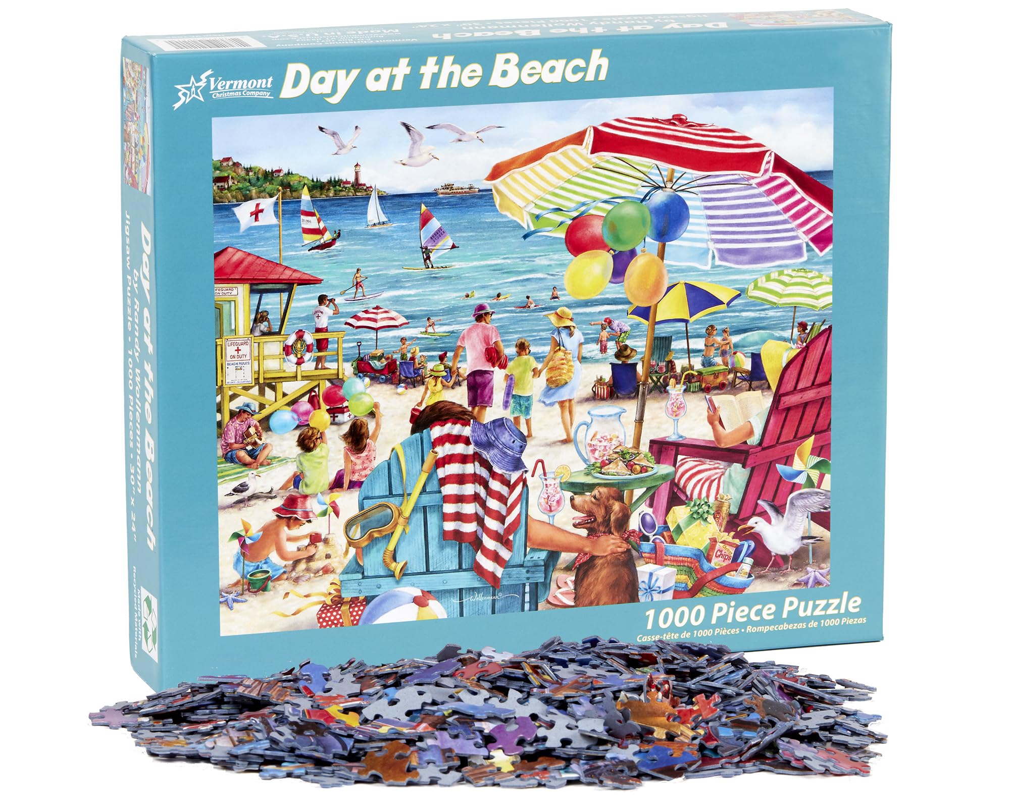 Vermont Christmas Company Day at The Beach Jigsaw Puzzle 1000 Piece