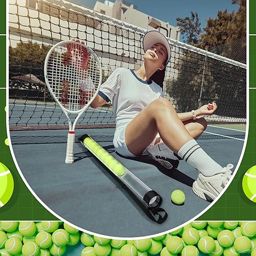 Miniatura 6 de Lenwen 2 piezas de tubo de recogida de pelota de tenis con correa para el hombro, coleccionista de pelotas de tenis, soporte para pelota de tenis,