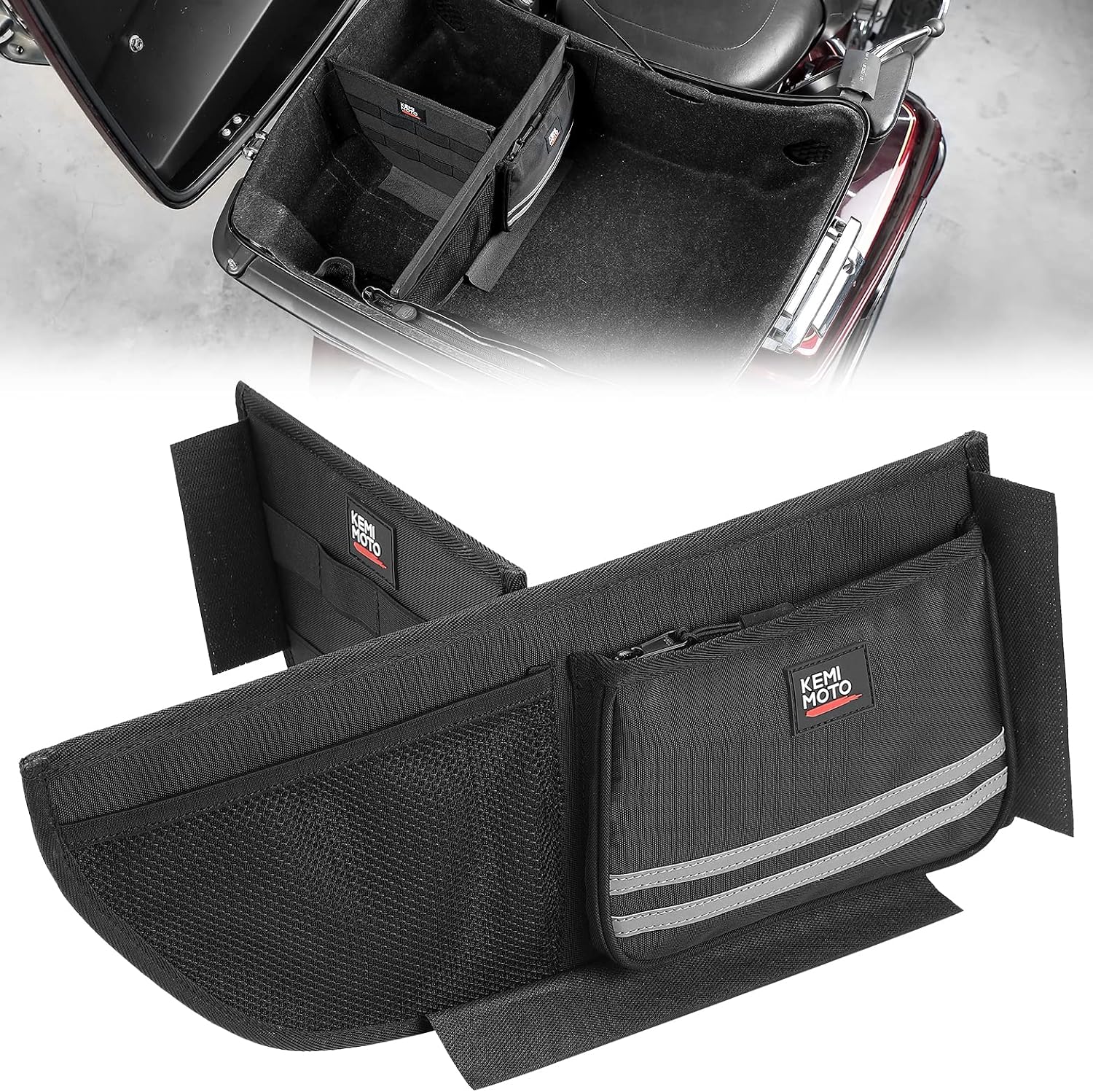 KEMIMOTO Organizer for Tour Pack Storage bag with Mesh Pocket and Dividers