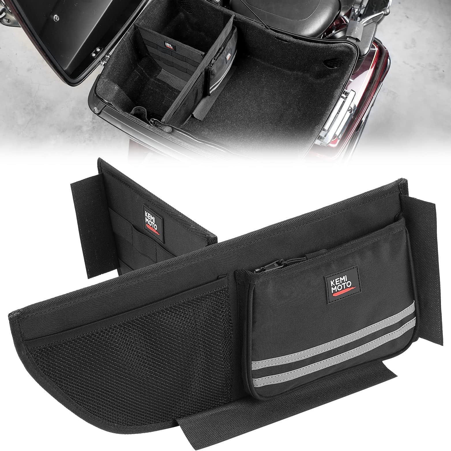 Tour Pack Organizer, Organizer Storage with Mesh Pocket and Dividers Compatible With Touring CVO Road Glide Ultra Limited Tri Glide 2014 2015 2016 2017 2018 2019 2020 2021 2022 2023