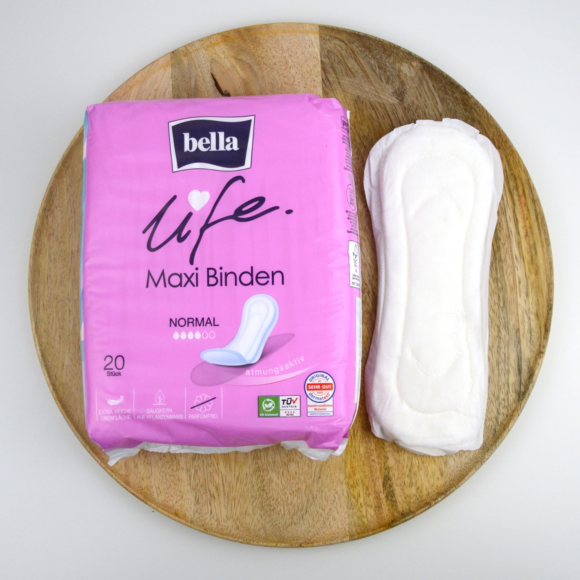 bella life Maxi Damenbinden ohne Flügel Normal 140 Stück (7x20) weich parfümfrei