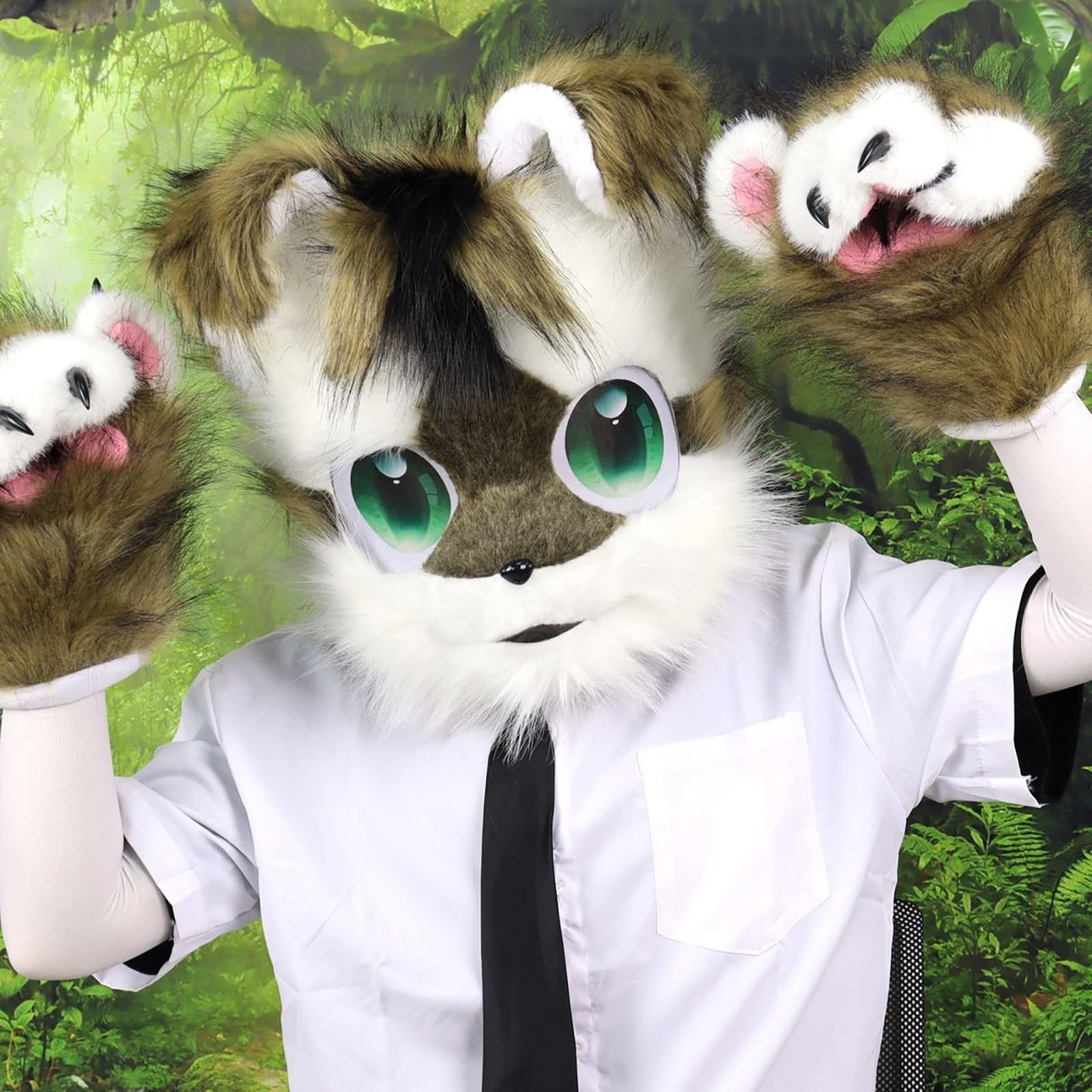 Fursuit Furry Headband Zwierzę Kot Pies Sztuczny Plusz Pełna Głowa Uroczy Komiks Con Nosi Maskę Cosplay Halloween Party Karnawał(A)