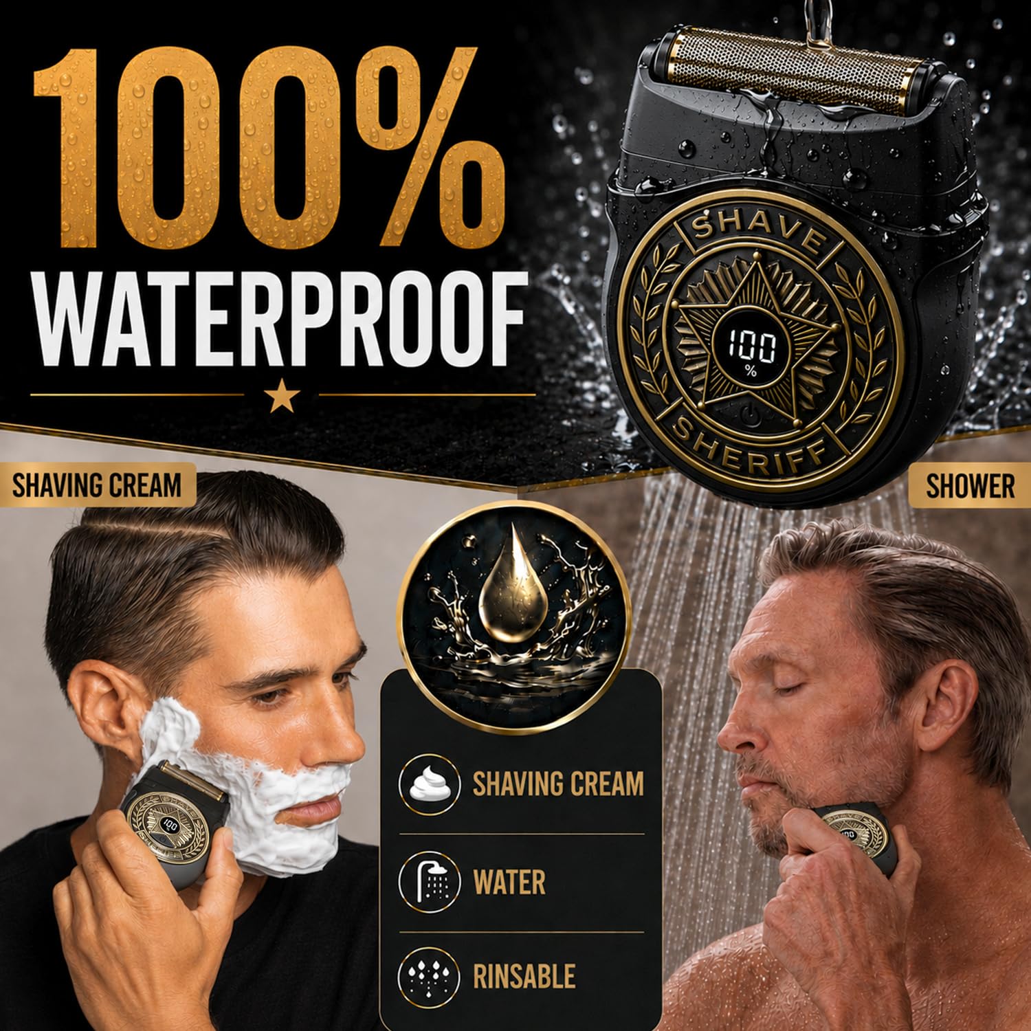 Shave Sheriff Electric Razor - Waterproof & Travel -5 Shave Sheriff Electric Razor - Waterproof & Travel -5