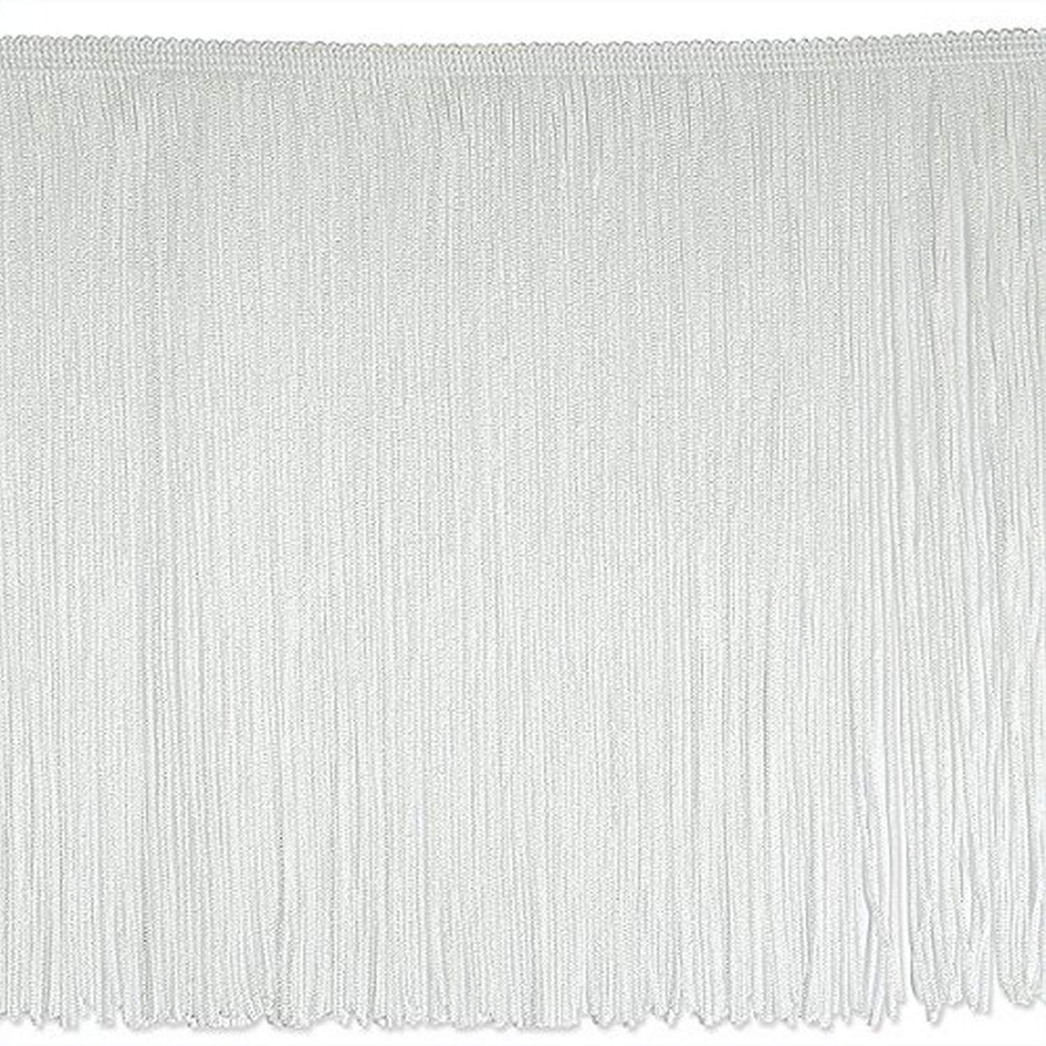 Trims By The Yard 10" Chainette Fringe Trim, Polyester-Made Decorative Fringe Trim, Versatile Fringes for Costumes, Uniforms, Home Decor, and Party Decorations, 5 yards, White