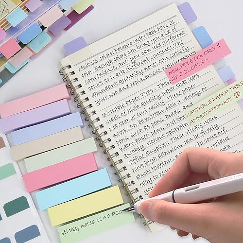 Miniatura 2 de Potanro Pequeñas notas adhesivas coloridas pestañas para libros, pequeñas almohadillas autoadhesivas para oficina, 1140 pestañas de anotación, mini