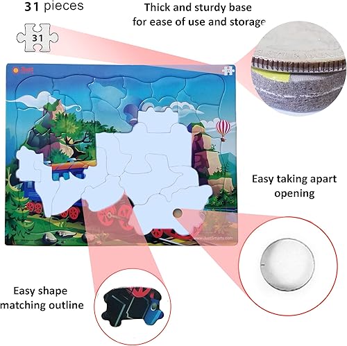 Miniatura 4 de Just Smarty Rompecabezas de tren para niños y niñas, rompecabezas de tren para niños de 3 a 5 años, rompecabezas de tren de 31 piezas para niños, el