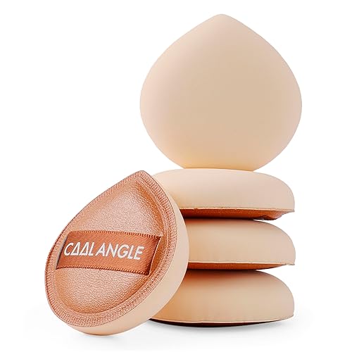 COOL-ANGLE 5 esponjas de maquillaje marrón para corrector de base y polvo, esponja mezcladora sin látex para maquillaje natural y fácil, suave,