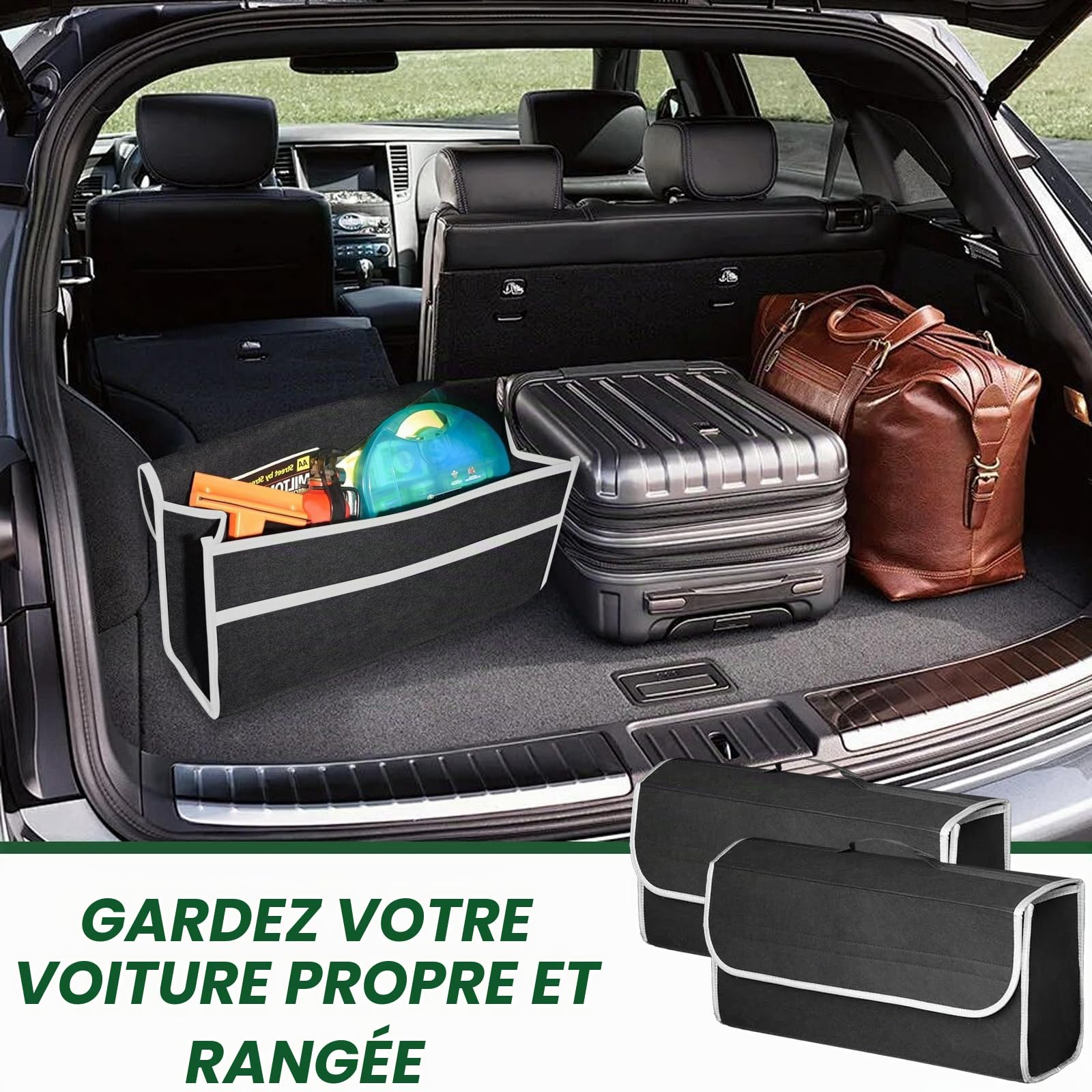 Sac Organisateur de Coffre de Voiture, Organisateur Auto Pliable de Rangement, Sac de Rangement Antidérapant en Felt pour Coffre, Accessoires Essentiels de Voiture pour le Rangement des Outils