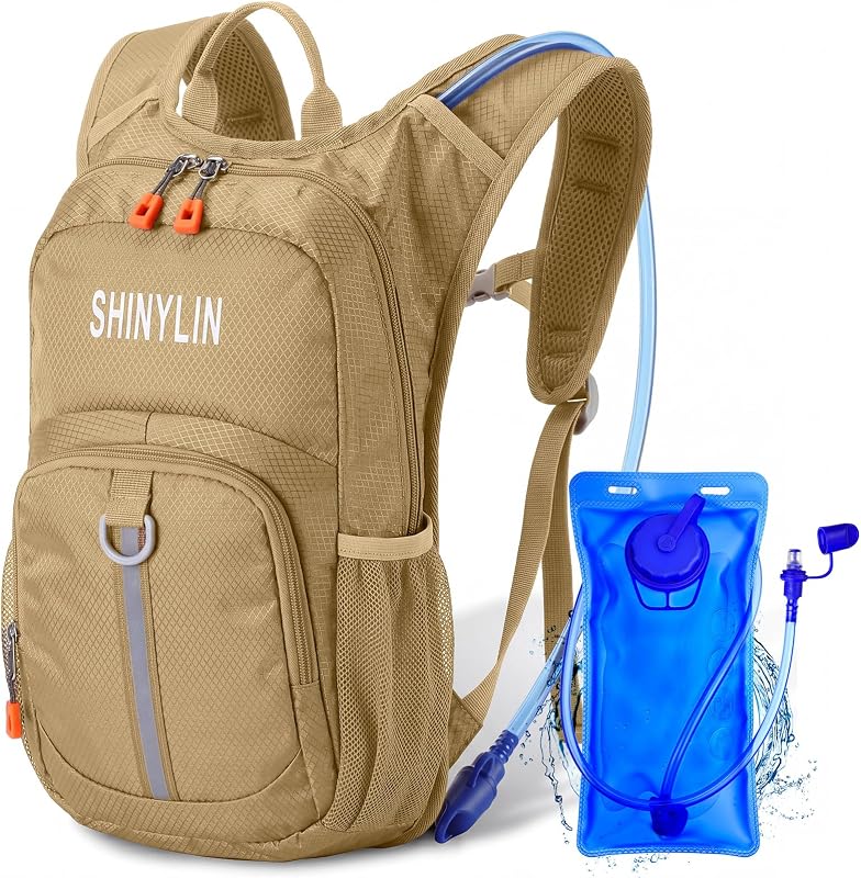 Shinylin Kids Hydration Backpack with 1.5L Water Bladder Hiking Backpack Lightweight for Boys or Girls Children Biking Climbing Running Cycling
