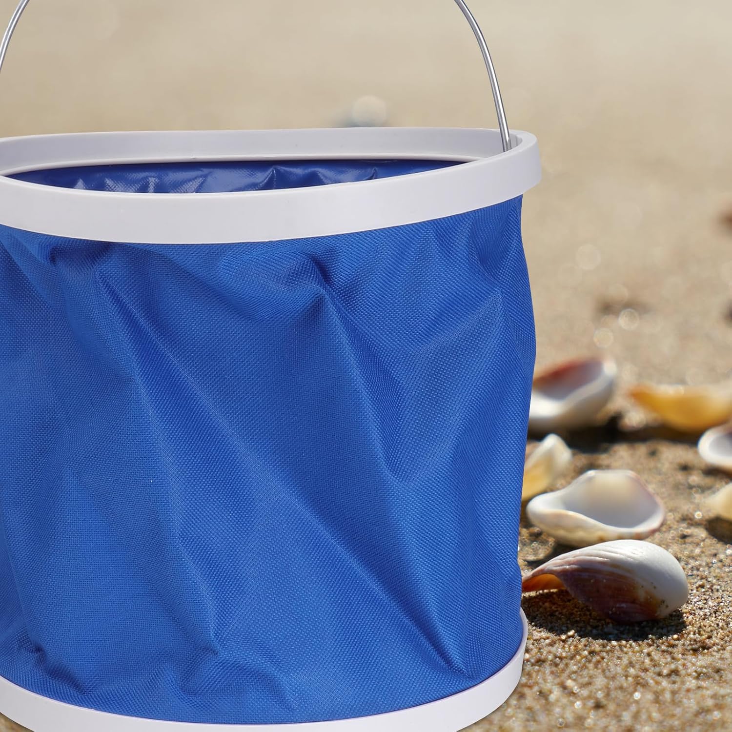 Professional Clam Digging Rake Set with 5-Prong Stainless Steel Claw, Wood Handle Sea Shell Digger and Mesh Net, Includes 9l Collapsible Bucket for Beach and Gardening Use Random