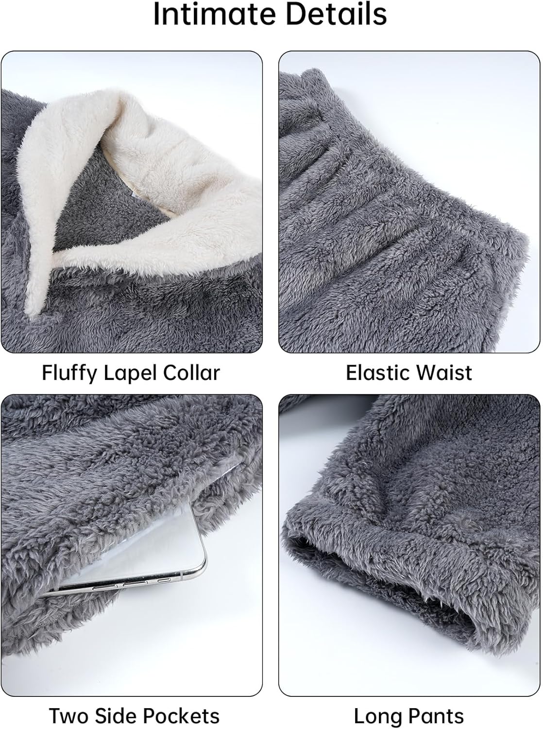 Kissonic Mens Fluffy Coral Pajamas Set Soft Fleece Winter Pjs Loose Plush Warm Loungewear Sleepwear - Image 6