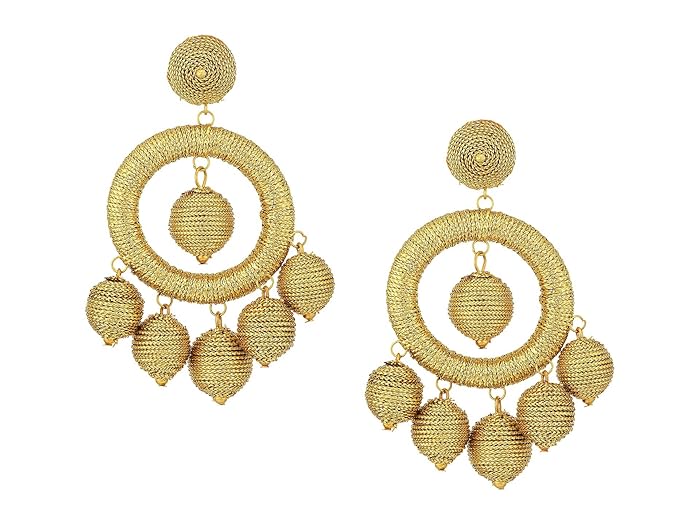 Kenneth Jay Lane  Graduated Gold Thread Wrapped Balls Drops with Dome Top Post Earrings (Gold) Earring